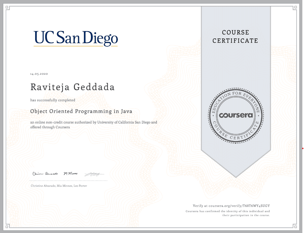 Object Oriented Programming in Java